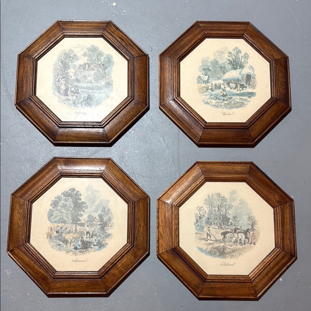 Octagonal Framed seasons Print set of 4